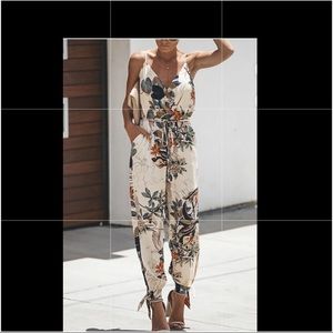 Floral Print Slit leg Jumpsuit